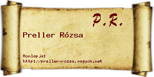 Preller Rózsa névjegykártya